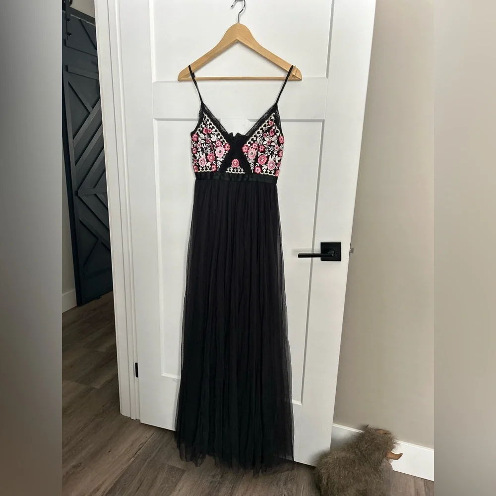Needle an thread Elegant Black and Pink Embroidered Dress prom bridesmaid dress - Picture 1 of 16